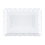 White with Gold Rim Rectangular Plastic Serving Trays | Smarty Had A Party