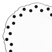 White with Black Dots Round Blossom Disposable Plastic Salad Plates (7.5") | Smarty Had A Party
