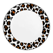 White with Black and Brown Leopard Print Rim Round Disposable Plastic Dinner Plates (10.25") | Smarty Had A Party