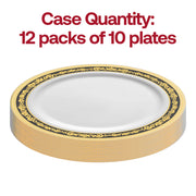 White with Black and Gold Royal Rim Plastic Dinner Plates (10.25") Quantity | Smarty Had A Party