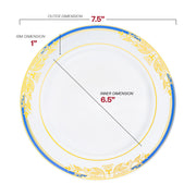 White with Blue and Gold Harmony Rim Plastic Dinnerware Value Set Dimension | Smarty Had A Party