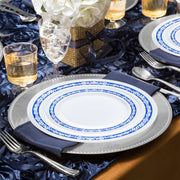 White with Blue and Silver Royal Rim Plastic Wedding Value Set | Smarty Had A Party