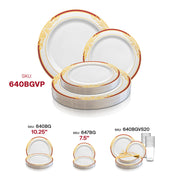 White with Burgundy and Gold Harmony Rim Plastic Dinnerware Value Set SKU | Smarty Had A Party