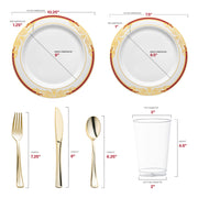 White with Burgundy and Gold Harmony Rim Plastic Wedding Value Set Secondary | Smarty Had A Party