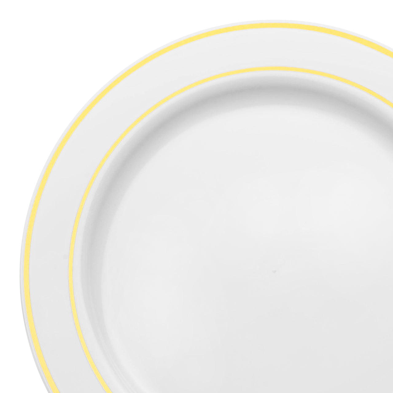 White with Gold Edge Rim Plastic Dinner Plates (10.25") | Smarty Had A Party