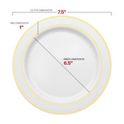 White with Gold Edge Rim Plastic Dinnerware Value Set Dimension | Smarty Had A Party