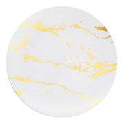 White with Gold Marble Stroke Round Disposable Plastic Appetizer/Salad Plates (7.5") Secondary | Smarty Had A Party