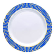 White with Gold Spiral on Blue Rim Plastic Appetizer/Salad Plates (7.5") Secondary | Smarty Had A Party
