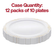 White with Gold Vintage Rim Round Disposable Plastic Dinner Plates (10") Quantity | Smarty Had A Party