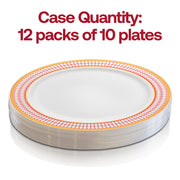 White with Red and Gold Chord Rim Plastic Dinner Plates (10.25") Quantity | Smarty Had A Party