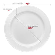 White with Silver Edge Rim Plastic Appetizer/Salad Plates (7.5") Dimension | Smarty Had A Party