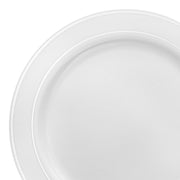 White with Silver Edge Rim Plastic Buffet Plates (9") | Smarty Had A Party
