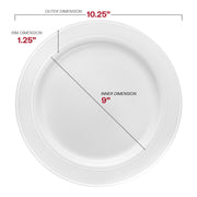 White with Silver Edge Rim Plastic Dinnerware Value Set Dimension | Smarty Had A Party