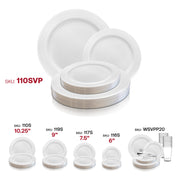 White with Silver Edge Rim Plastic Dinnerware Value Set SKU | Smarty Had A Party
