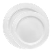 White with Silver Edge Rim Plastic Dinnerware Value Set Secondary | Smarty Had A Party