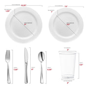 White with Silver Edge Rim Plastic Plastic Wedding Value Set | Smarty Had A Party