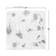 White with Silver Paint Splatter Paper Beverage/Cocktail Napkins Dimension | Smarty Had A Party