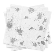 White with Silver Paint Splatter Paper Beverage/Cocktail Napkins Secondary | Smarty Had A Party