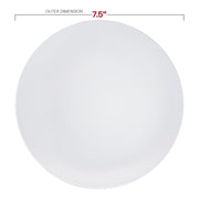 White with Silver Rim Organic Round Disposable Plastic Appetizer/Salad Plates (7.5") Dimension | Smarty Had A Party