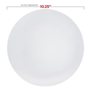 White with Silver Rim Organic Round Plastic Dinner Plates | Smarty Had A Party