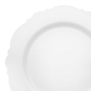 White with Silver Rim Round Blossom Disposable Plastic Dinner Plates (10.25") | Smarty Had A Party