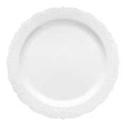 White with Silver Vintage Rim Round Disposable Plastic Appetizer/Salad Plates (7.5") Secondary | Smarty Had A Party