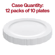 White with Silver Vintage Rim Round Disposable Plastic Dinner Plates (10") Quantity | Smarty Had A Party