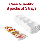 White 4-section tray filled with assorted candies at a festive event, ideal for all types of celebrations