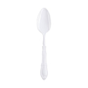 White Baroque plastic dinner spoons, combining convenience with a decorative design for special occasions