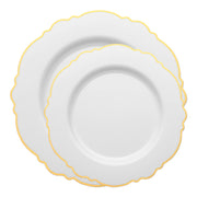 White Blossom disposable dinnerware with a sophisticated gold rim for special occasions