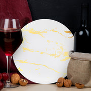 White Marble Stroke Plates were used to plate main dishes during a wedding with gold-accented decor.