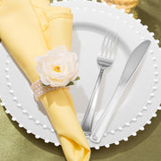White Pearl String Wedding Set offers ideal plate sizes and cutlery portions, perfect for serving wedding guests with ease