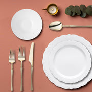 White Vintage Tableware featured at a shabby-chic bridal shower.