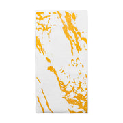 White and gold marble dinner napkins, 16" x 16" when unfolded, offering generous coverage for formal table settings