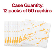 White and gold marble paper napkins, packed in a case of 600, ideal for caterers and party organizers