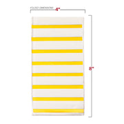 White and gold stripe paper napkins measuring 16" x 16" when unfolded, ideal for dinner service and special events