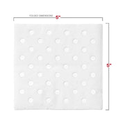White and silver paper beverage napkins, measuring 10" x 10" unfolded, ideal for serving drinks and small bites