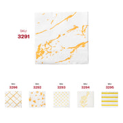 White cocktail napkins with elegant gold marble design, SKU 3291, perfect for upscale events and everyday entertaining