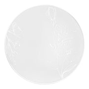 White dinner plates with a luxurious silver antique floral design, 10.25-inch size