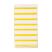 White napkins with sleek gold stripe detailing, a classy disposable choice for coordinated table décor