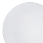 White organic-style dinner plates with an elegant silver rim, 10.25-inch size, made from durable disposable plastic, pack of 120