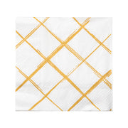 White paper cocktail napkins with gold diamond pattern, perfect for elevating any beverage service, case of 600