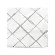 White paper cocktail napkins with silver diamond pattern, perfect for upscale parties and special events