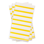 White paper dinner napkins with shiny gold stripes, ideal for upscale parties and celebrations