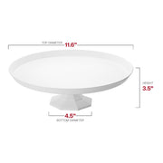White plastic cake stand made from BPA-free, recyclable material, ideal for eco-conscious dessert serving
