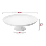 White plastic cake stand made from BPA-free, recyclable plastic, great for eco-friendly entertaining