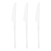 White plastic dinner knives, 8.8 inches, featuring a stylish Moderno design; perfect for upscale dining