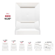 White plastic dinner plates, square 10.25-inch design, disposable, pack of 120 great for serving entrees or full meals