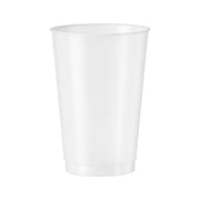 White plastic party cups with a clean, minimal look for versatile use in all types of gatherings