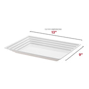 White plastic serving tray made from BPA-free material, safe for disposable use and ideal for large events